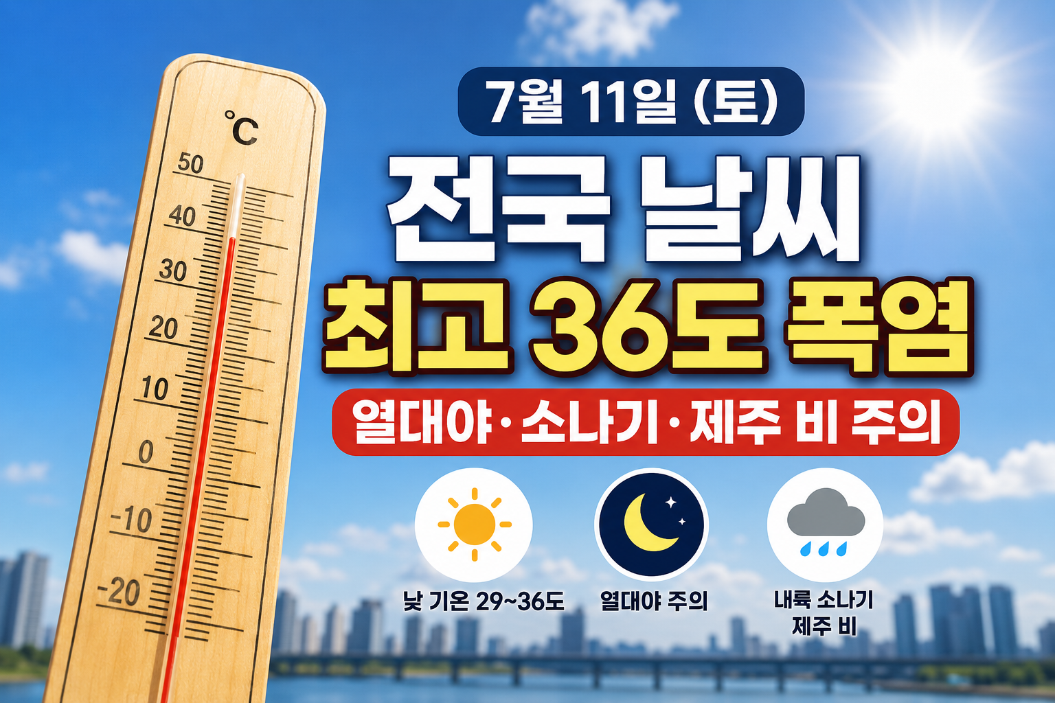 비 그친 뒤 최고 36도 폭염·열대야 주의